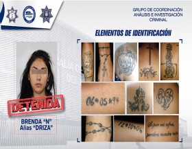 Detenida integrante de banda delictiva