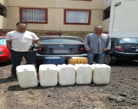 Transportaban 7 galones abastecidos con hidrocarburo